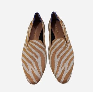 Rothy’s The Almond Loafer Women’s size 9.5 Zebra Print Tan Slip On Flats Preppy
